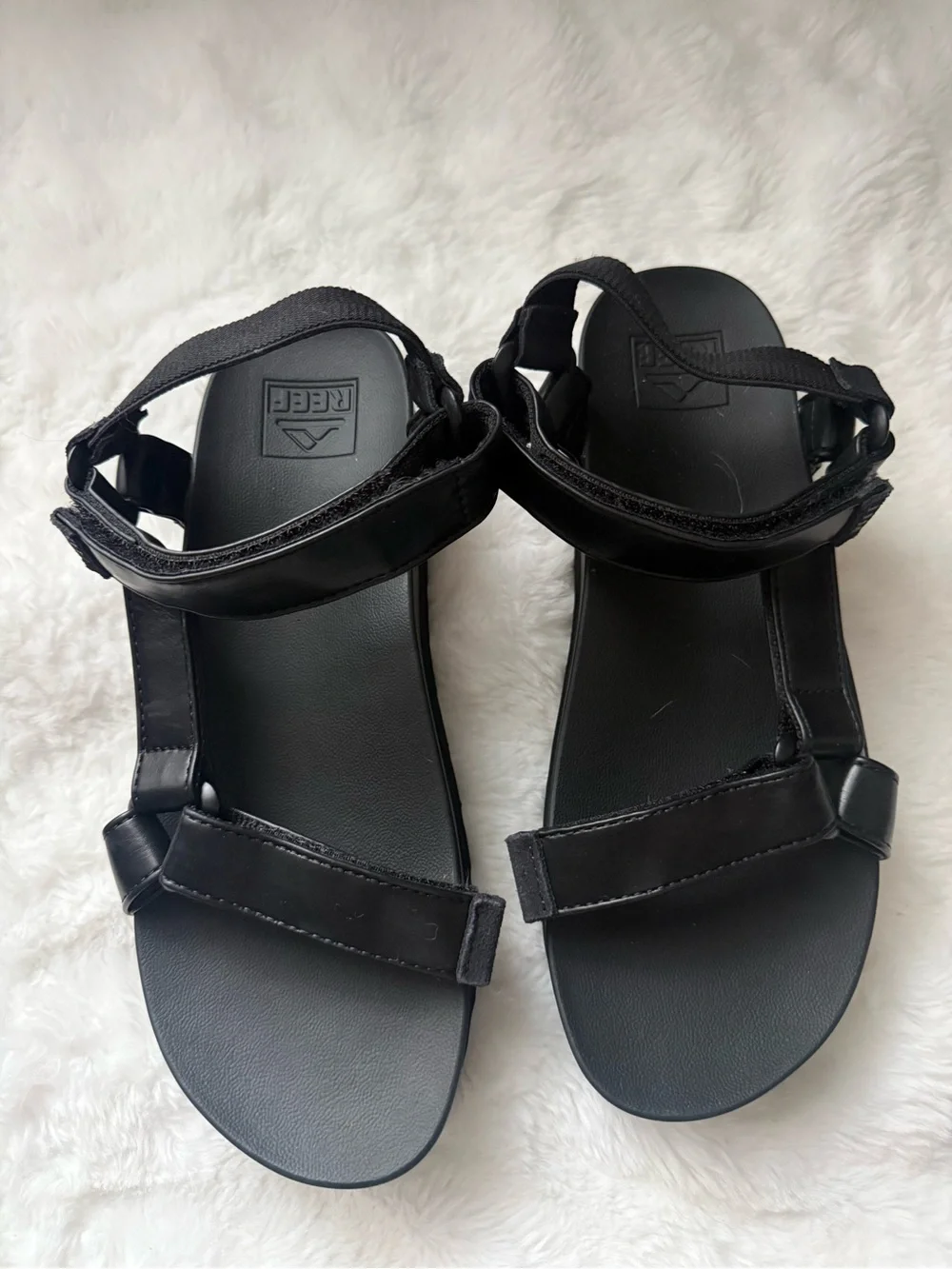 Reef Black Chunky Platform Sandals with Lug Sole